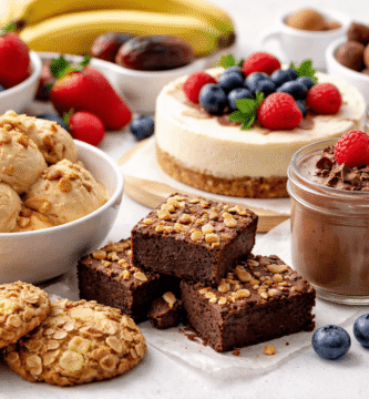 Recetas de postres sin azúcar con brownies, mousse de chocolate, galletas de avena y helado de plátano, saludables y deliciosos