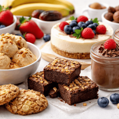 Recetas de postres sin azúcar con brownies, mousse de chocolate, galletas de avena y helado de plátano, saludables y deliciosos