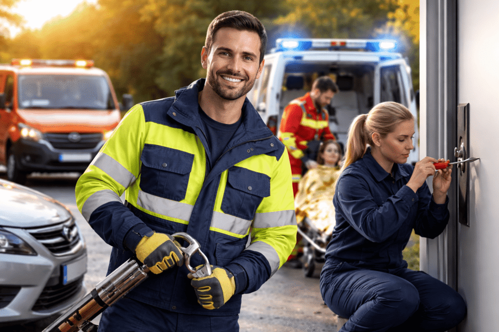 asistencia 24h en carretera con grúa, cerrajero y servicios de emergencia actuando de noche